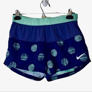 Nike Dri fit Athletic Purple Green Running Shorts Polka Dot Womens Size XS